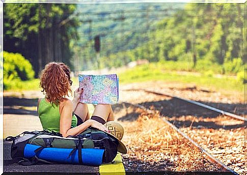 Girl looking at a map