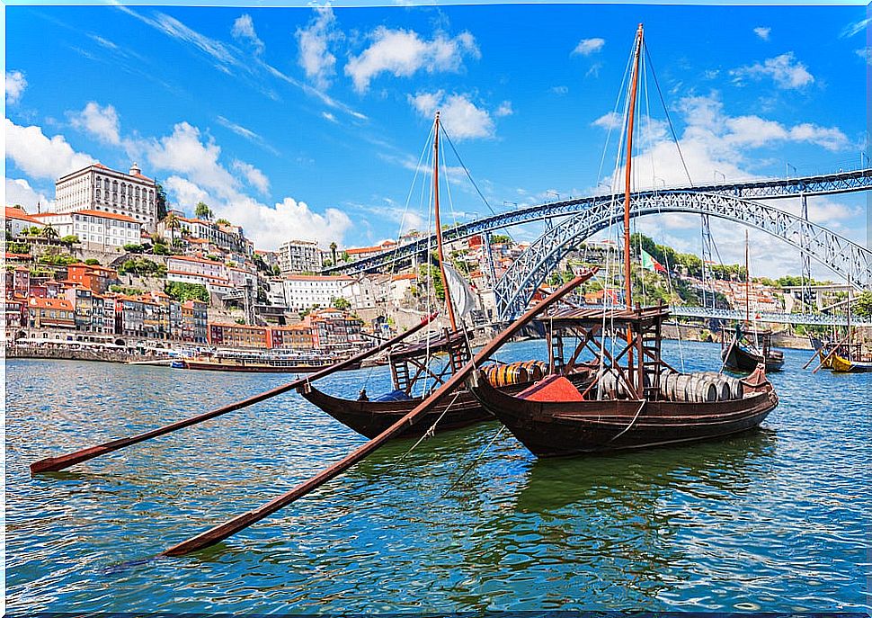 Typical boats on the Douro in Porto