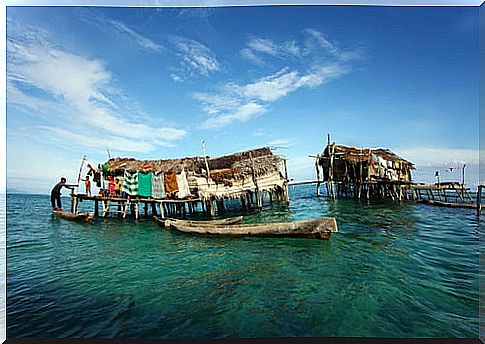 Floating village in Indonesia