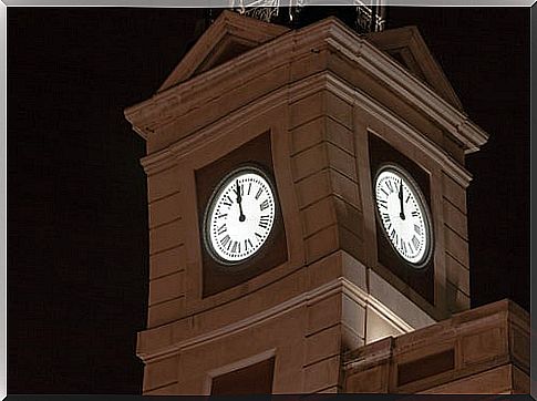 Puerta del Sol clock on New Year's Eve