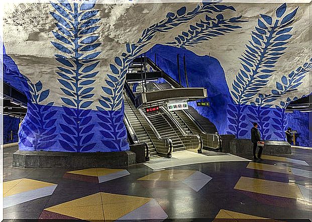 8 snapshots showing the spectacular Stockholm subway