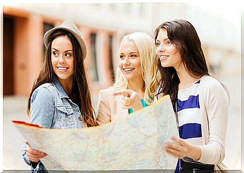 Tourists consulting a map