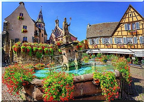 View of Egisheim in Alsace