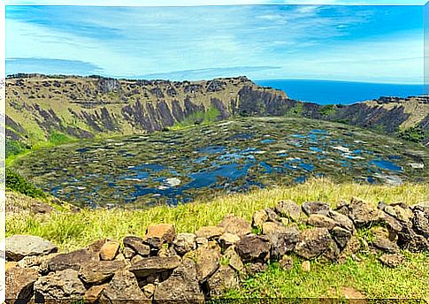 Ranu Kau volcano on Easter Island