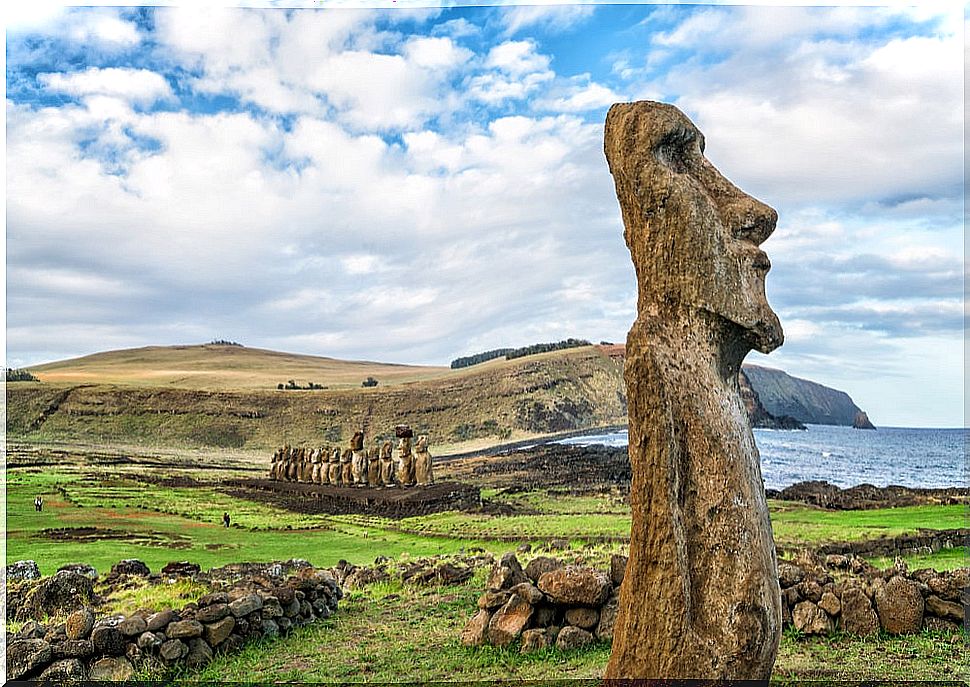 Moai on Easter Island in Chile