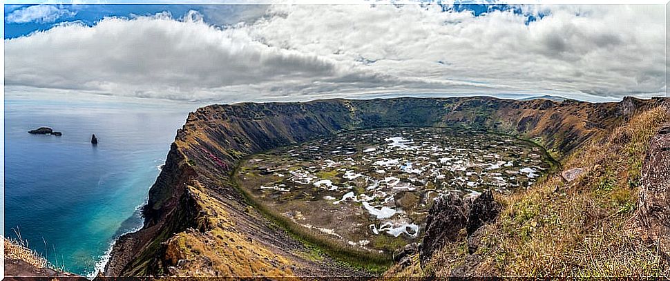 Ranu Kau volcano on Easter Island