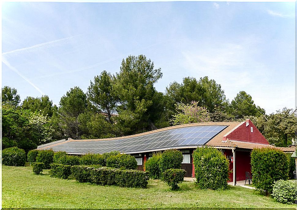 Hotel with solar panels