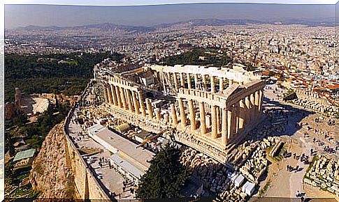 Aerial view of the Parthenon in Athens