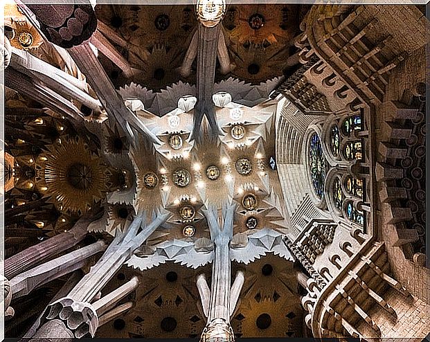 Ceiling of the Sagrada Familia in Barcelona