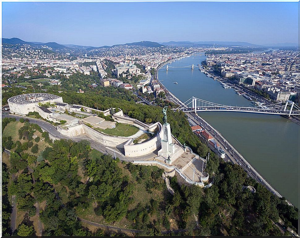 Aerial view of the citadel of Budapest