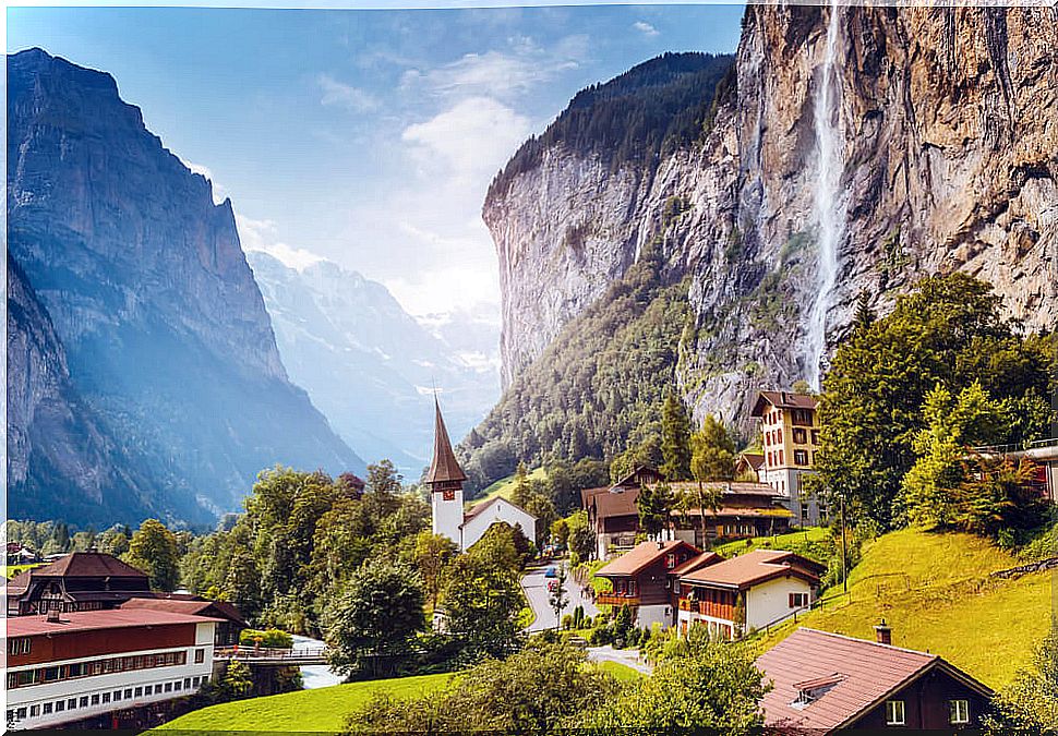 Lauterbrunnen in Switzerland and its impressive rock faces