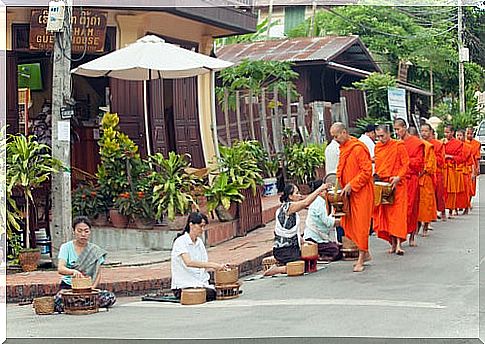 Alms ceremony in Kuang Prabang