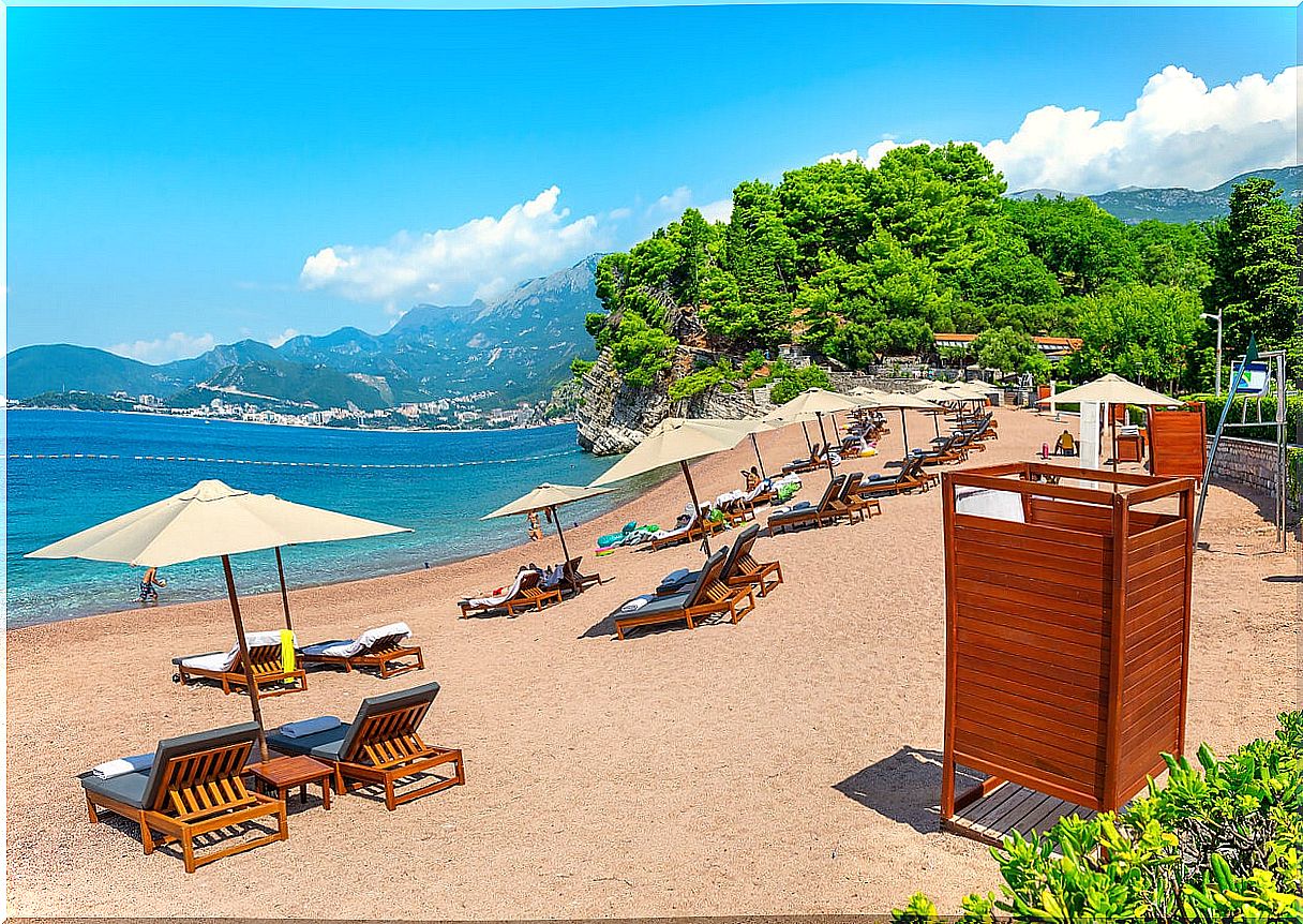 Beach in Montenegro near Sveti Stefan.