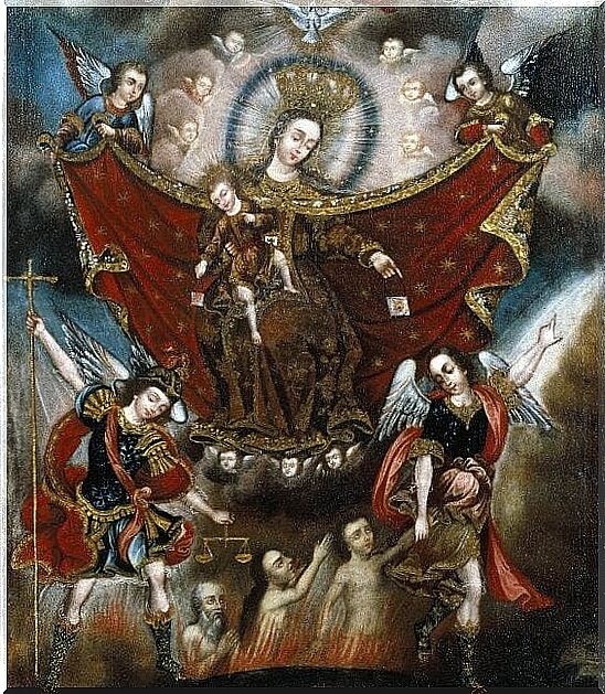 Virgen del Carmen saving souls from purgatory 