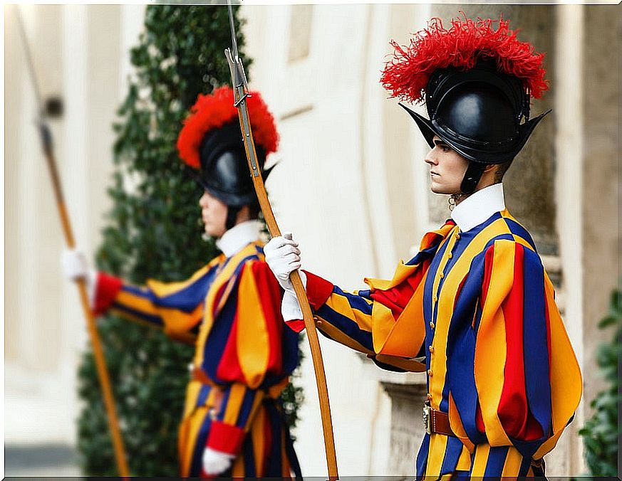 The Swiss Guard that protects the Vatican City.