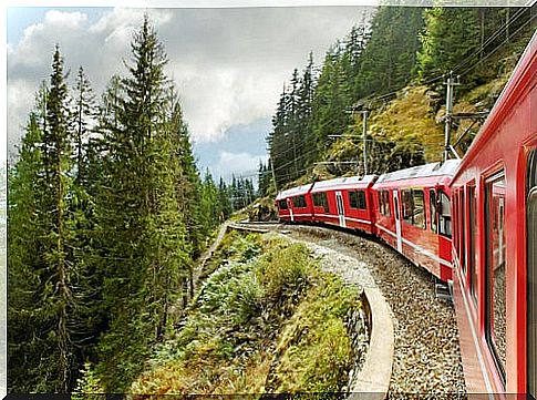 Train going through Switzerland